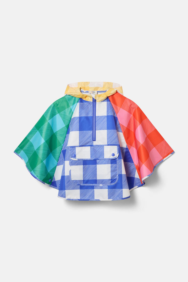 Gorman NZ - Gingham Splice Kids Poncho - multi