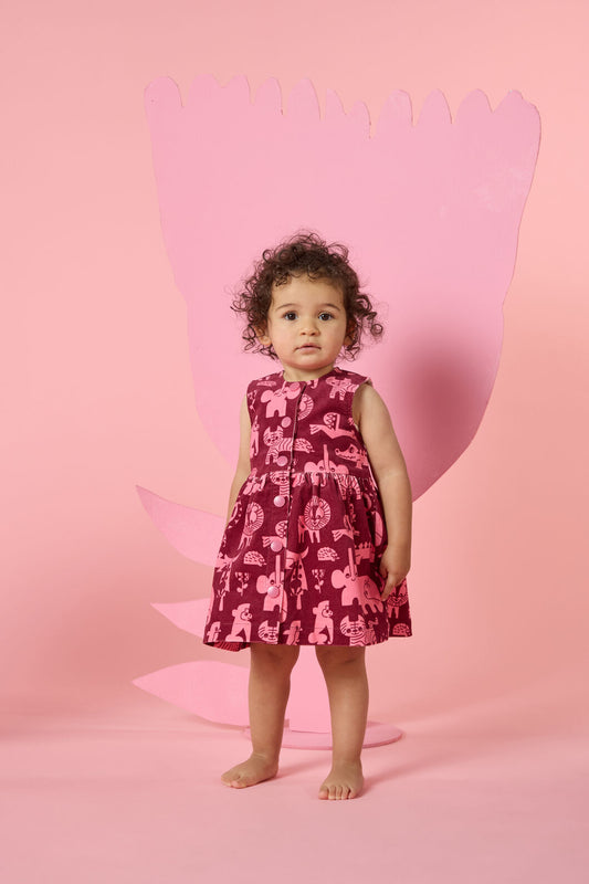 Gorman NZ - Soft Animal Baby Pini Dress - maroon