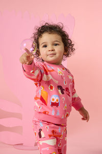 Gorman NZ - Funky Birds Baby Sweater - pink