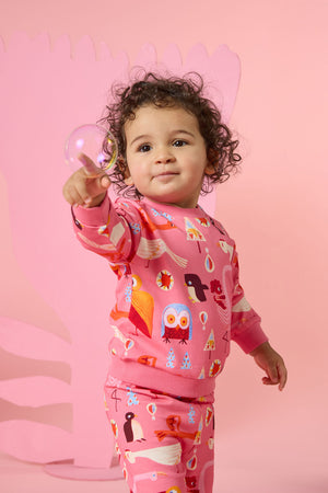 Gorman NZ - Funky Birds Baby Sweater - pink