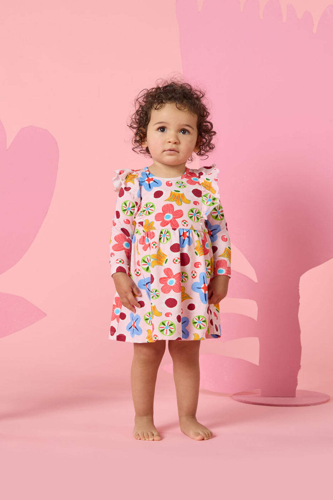 Gorman NZ - Spotty Floral Baby Frill Dress - pink