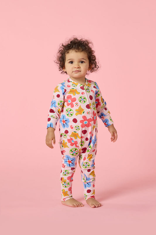 Gorman NZ - Spotty Floral Baby Grow suit - pink
