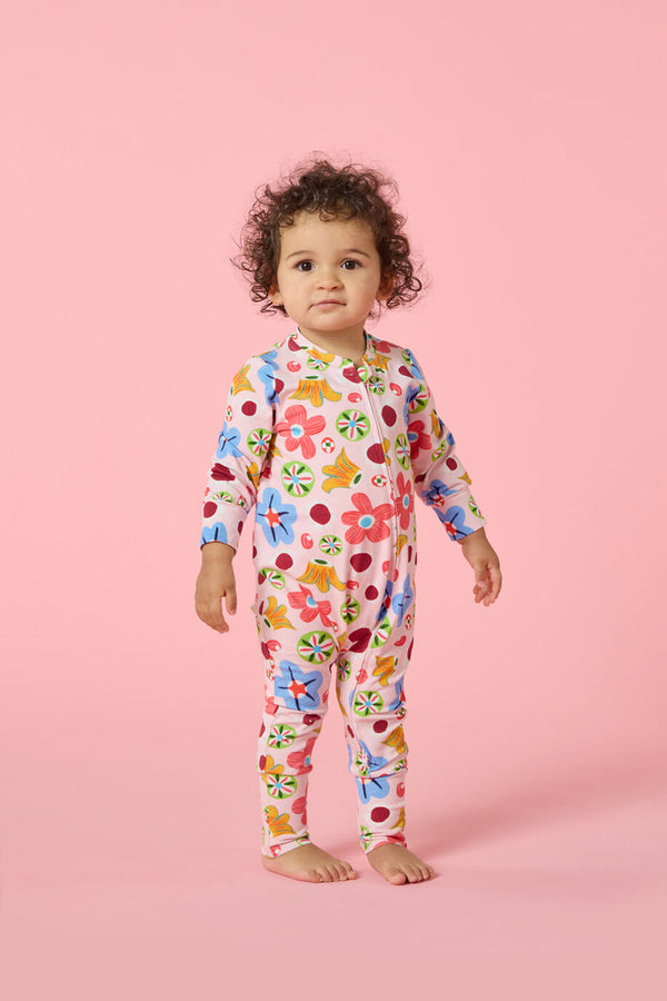 Gorman NZ - Spotty Floral Baby Grow suit - pink
