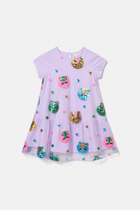 Gorman NZ - Leo Leopard Sequins Kids Dress - lilac