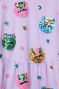 Gorman NZ - Leo Leopard Sequins Kids Dress - lilac