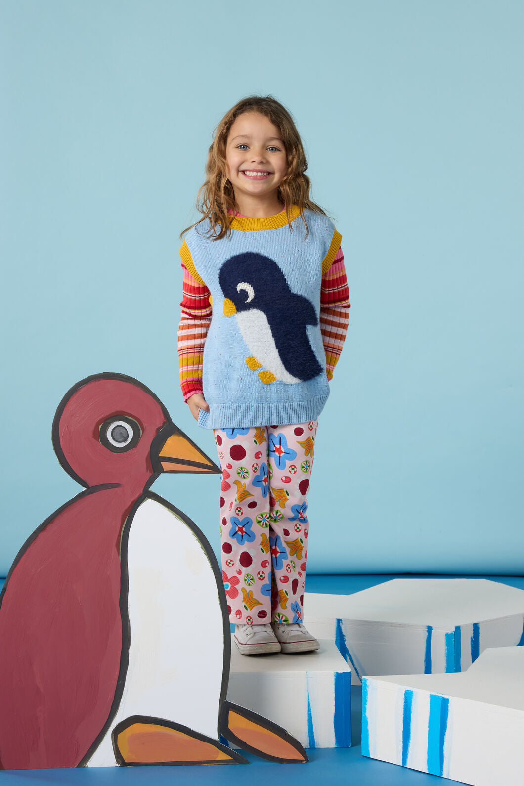 Gorman NZ - Fluffy Penguin Kids Knit Vest - blue