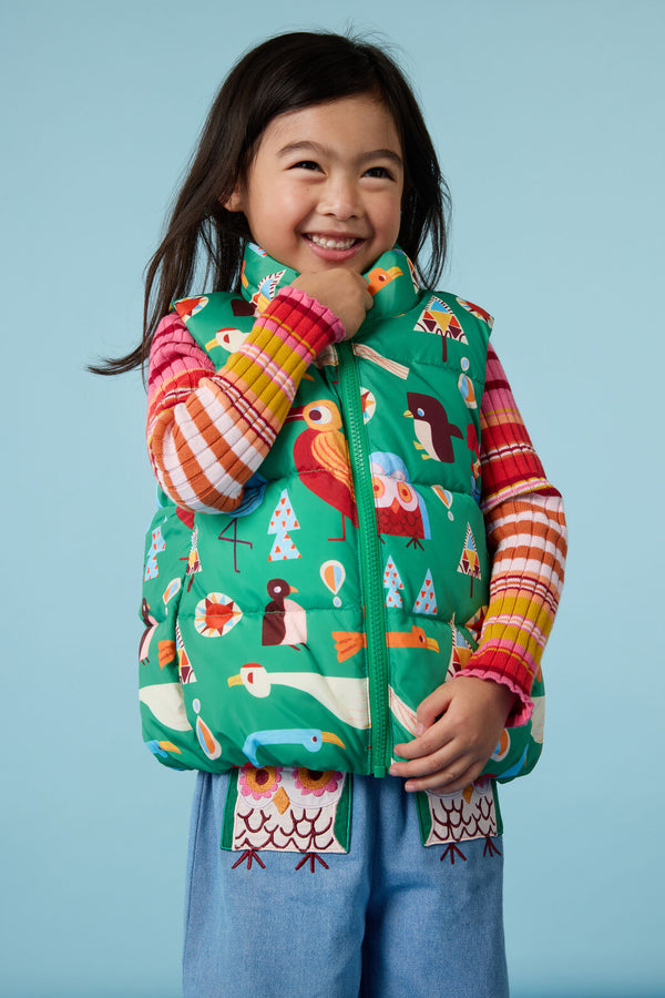 Gorman NZ - Funky Birds Kids Puffer Vest - green