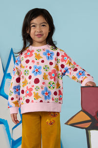 Gorman NZ - Spotty Floral Kids Sweater - pink