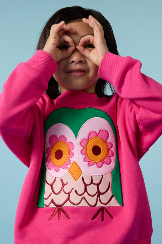 Gorman NZ - Funky Owl Kids Sweater - pink