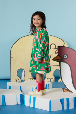 Gorman NZ - Funky Birds Kids Sweater Dress - green