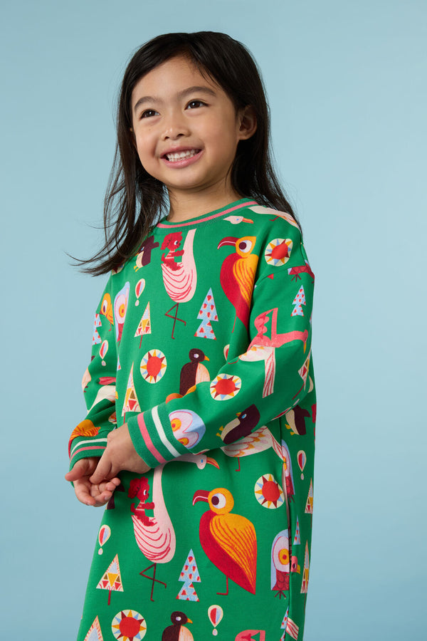 Gorman NZ - Funky Birds Kids Sweater Dress - green