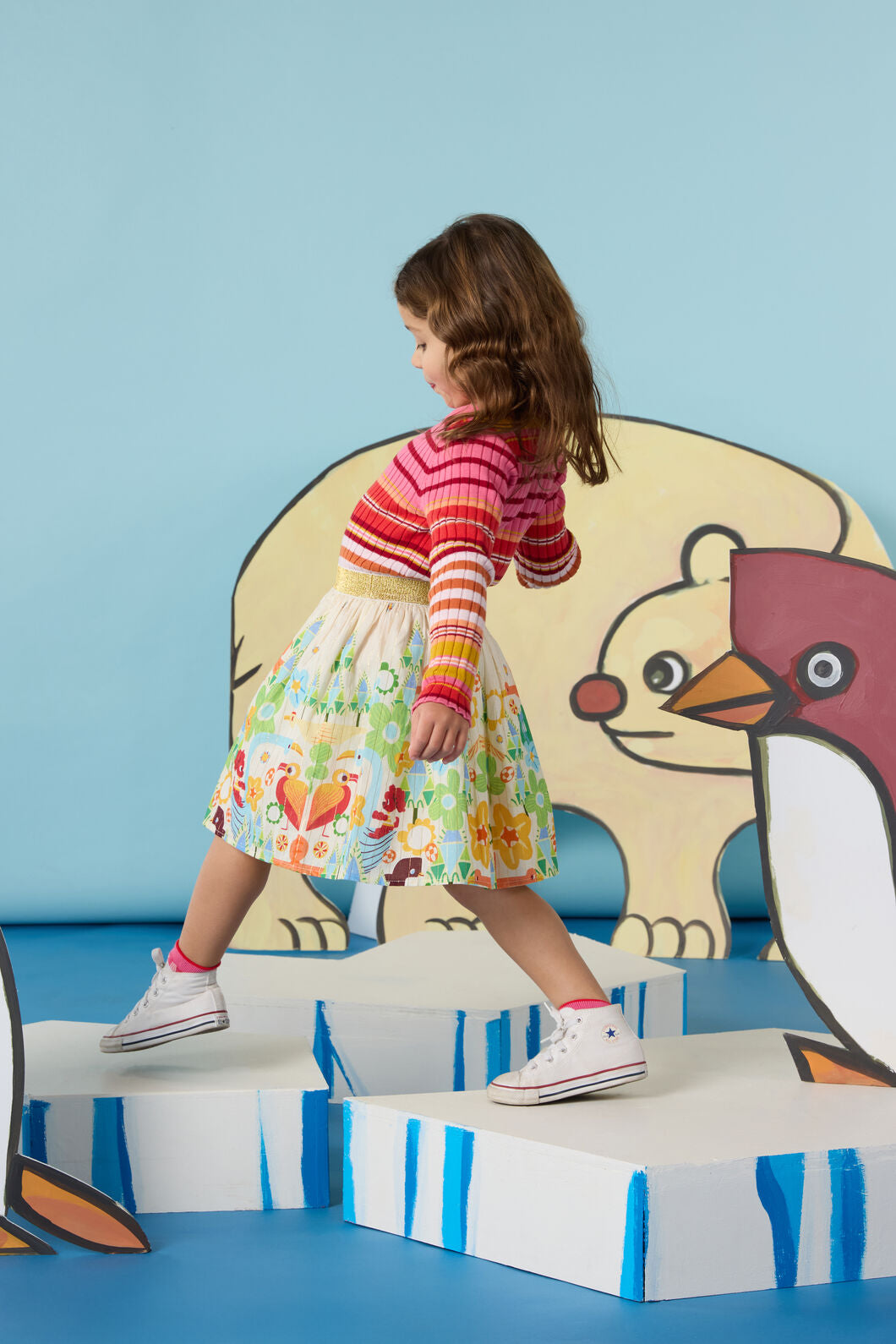 Gorman NZ - Funky Birds Border Kids Skirt - cream