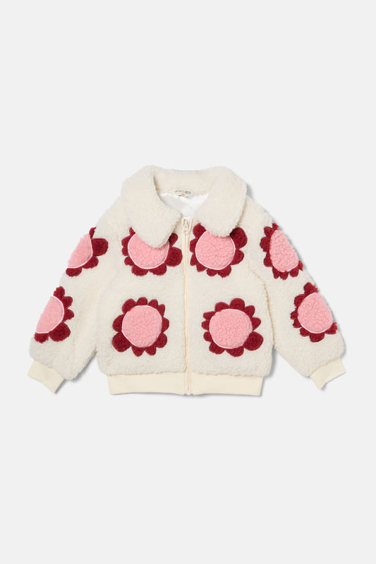 Gorman NZ - Bold Floral Sherpa Kids Jacket - cream