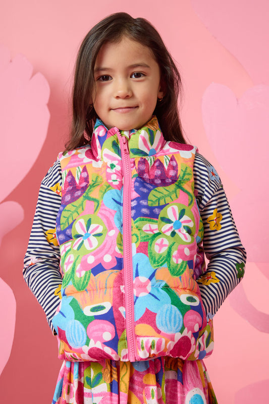 Gorman NZ - Bold Floral Kids Puffer Vest - multi