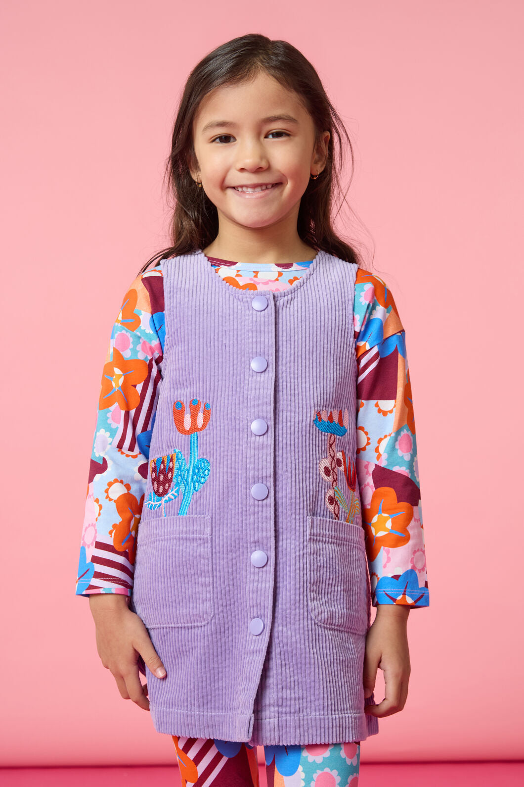 Gorman NZ - Bouquet Cord Kids Pini Dress - lilac
