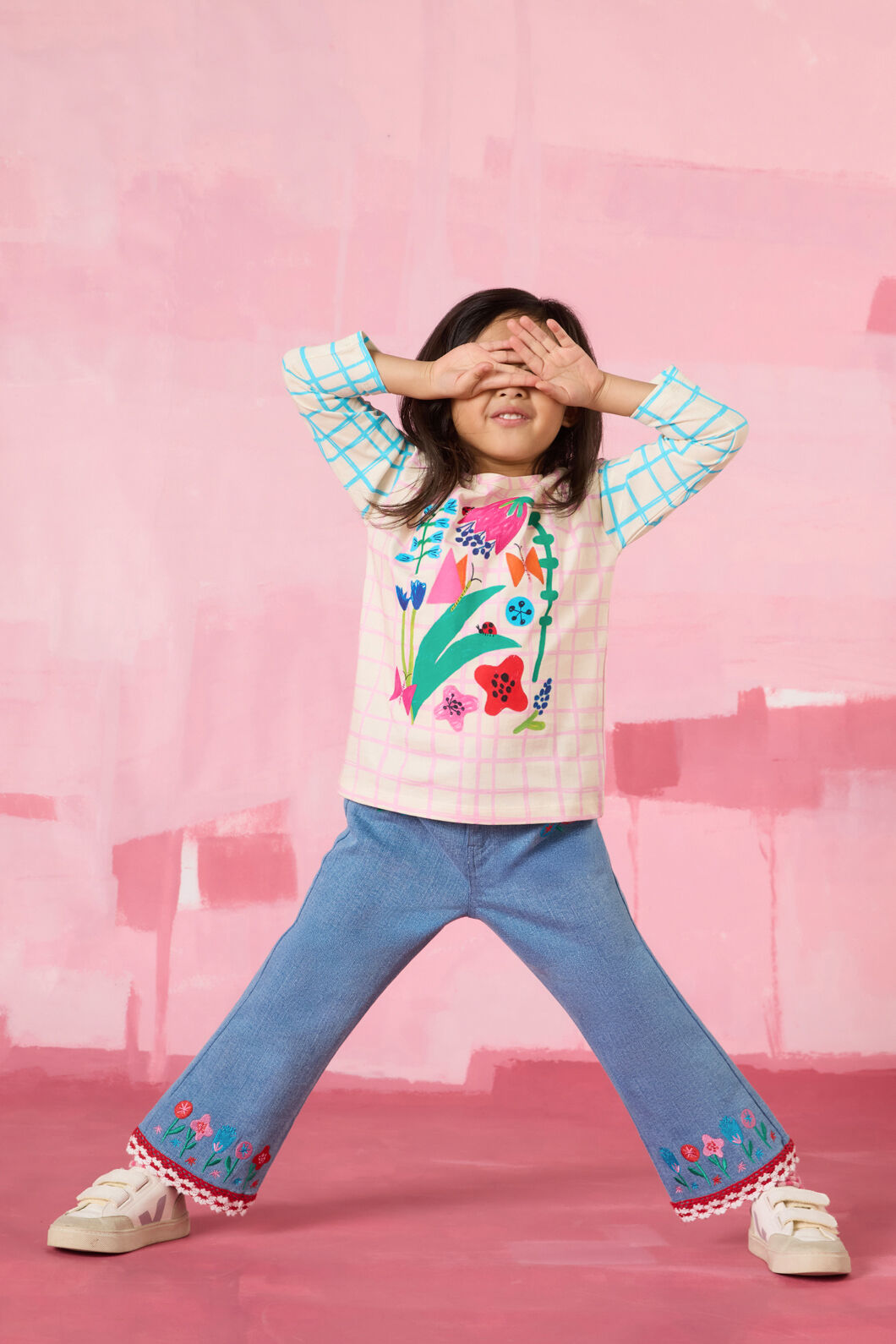 Gorman NZ - Check Flowers Kids T-Shirt - multi