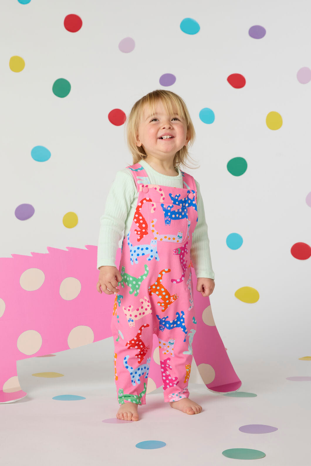 Gorman NZ - Spotty Cats Baby Overalls - pink