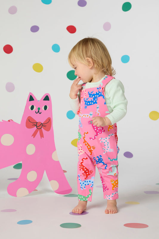 Gorman NZ - Spotty Cats Baby Overalls - pink