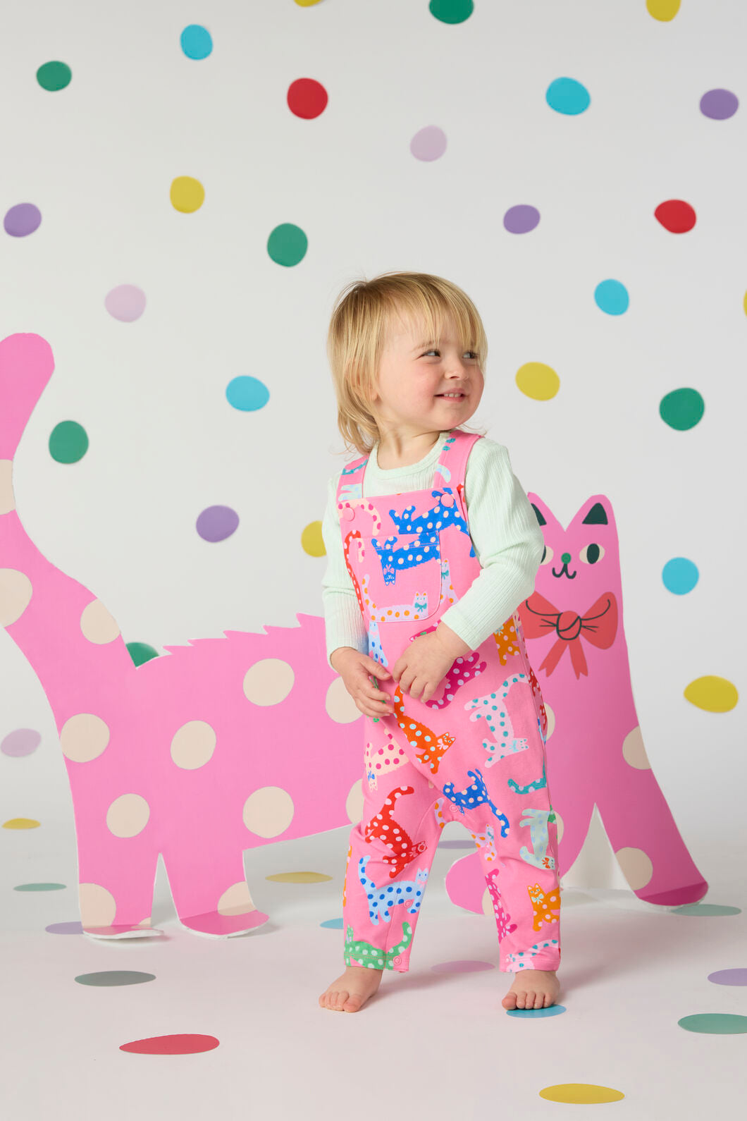 Gorman NZ - Spotty Cats Baby Overalls - pink