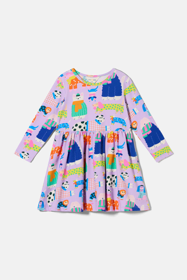 Gorman NZ - Sweater Dogs Kids Dress - lilac