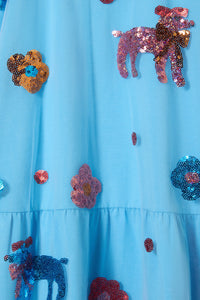 Gorman NZ - Dogs Kids Party Dress - light-blue