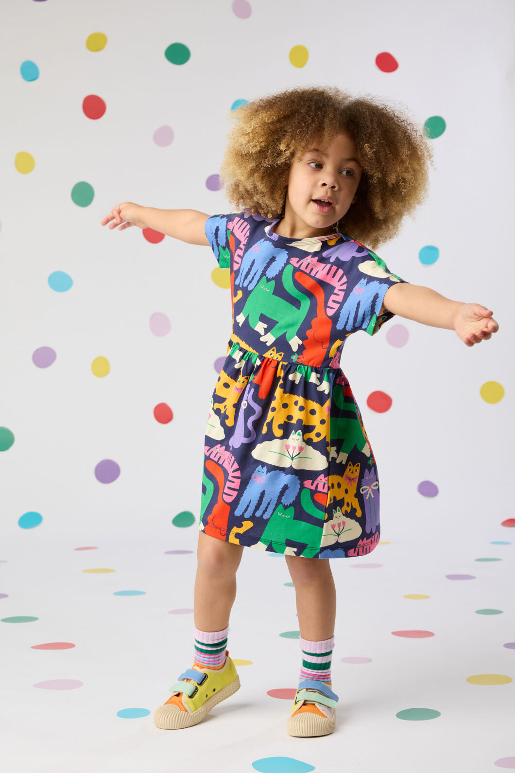 Gorman NZ - Cute Cats Kids Dress - navy