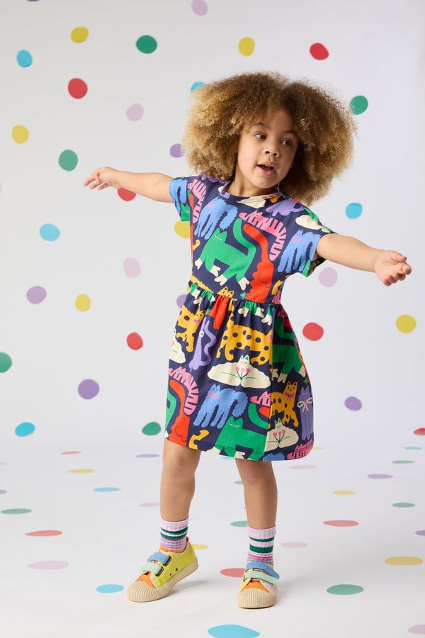 Gorman NZ - Cute Cats Kids Dress - navy