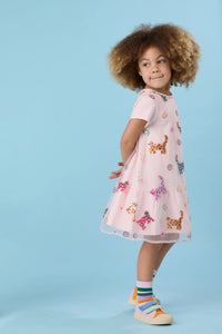 Gorman NZ - Cute Cats Kids Sequins Dress - pink