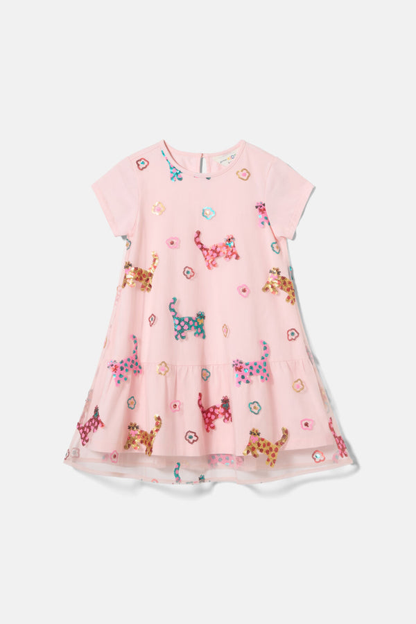 Gorman NZ - Cute Cats Kids Sequins Dress - pink