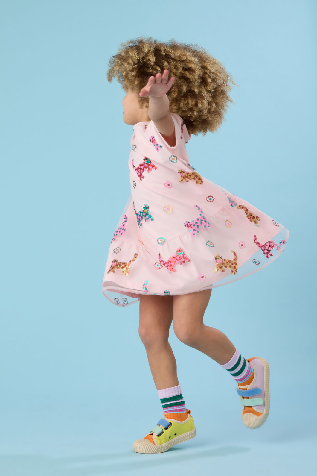 Gorman NZ - Cute Cats Kids Sequins Dress - pink