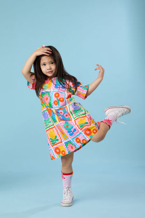 Gorman NZ - Tulips Grid Kids Dress - multi