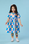 Gorman NZ - Floral Damier Kids Dress - blue