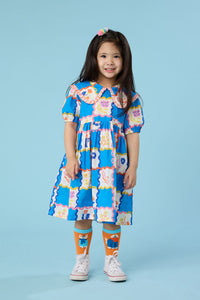 Gorman NZ - Floral Damier Kids Dress - blue