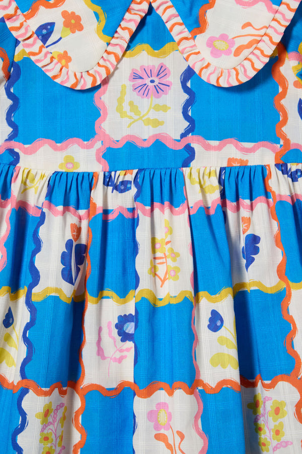 Gorman NZ - Floral Damier Kids Dress - blue