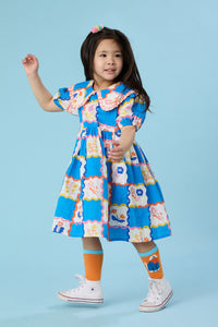 Gorman NZ - Floral Damier Kids Dress - blue