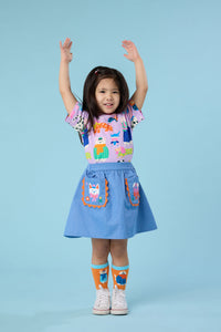 Gorman NZ - Dogs Embroidery Kids Pocket Skirt - denim