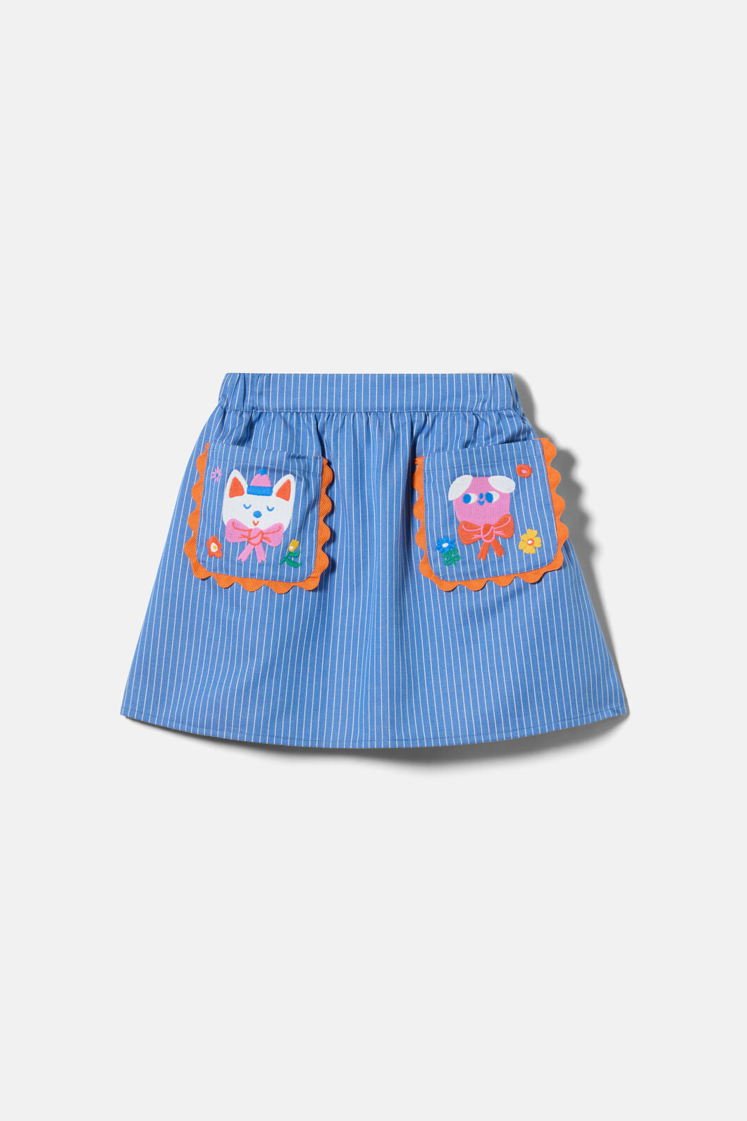 Gorman NZ - Dogs Embroidery Kids Pocket Skirt - denim