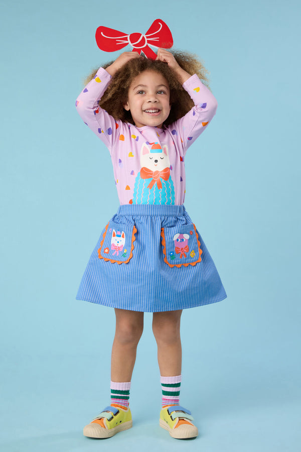 Gorman NZ - Dogs Embroidery Kids Pocket Skirt - denim