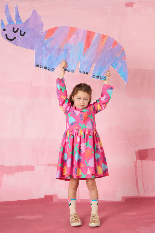 Gorman NZ - Secret Garden Kids Border Dress - pink