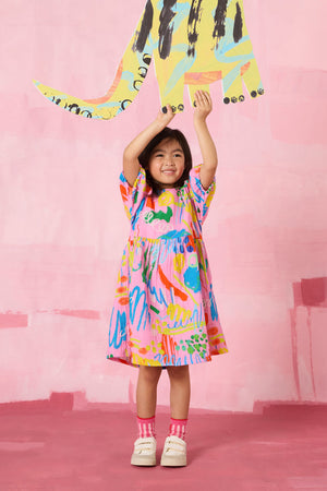 Gorman NZ - Maxi Doodles Kids Dress - pink