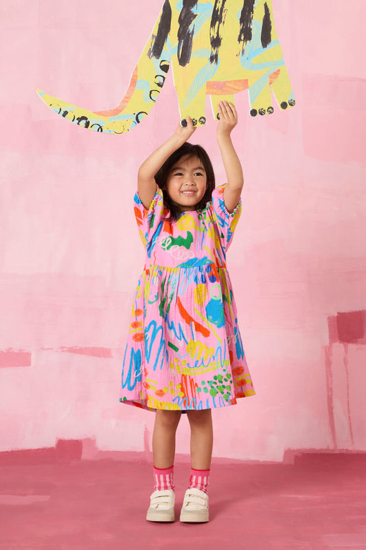 Gorman NZ - Maxi Doodles Kids Dress - pink
