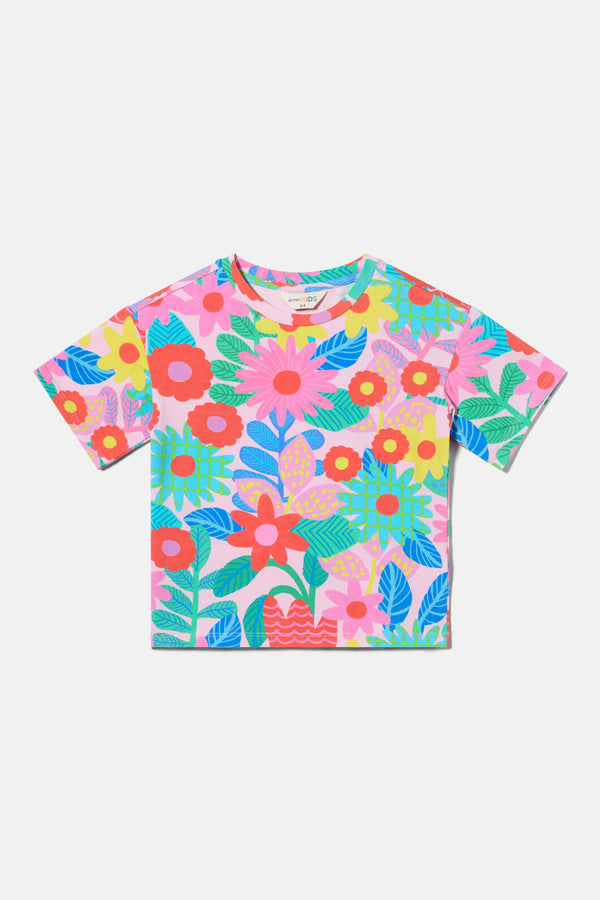 Gorman NZ - Floral Pop Floral Kids T-Shirt - pink
