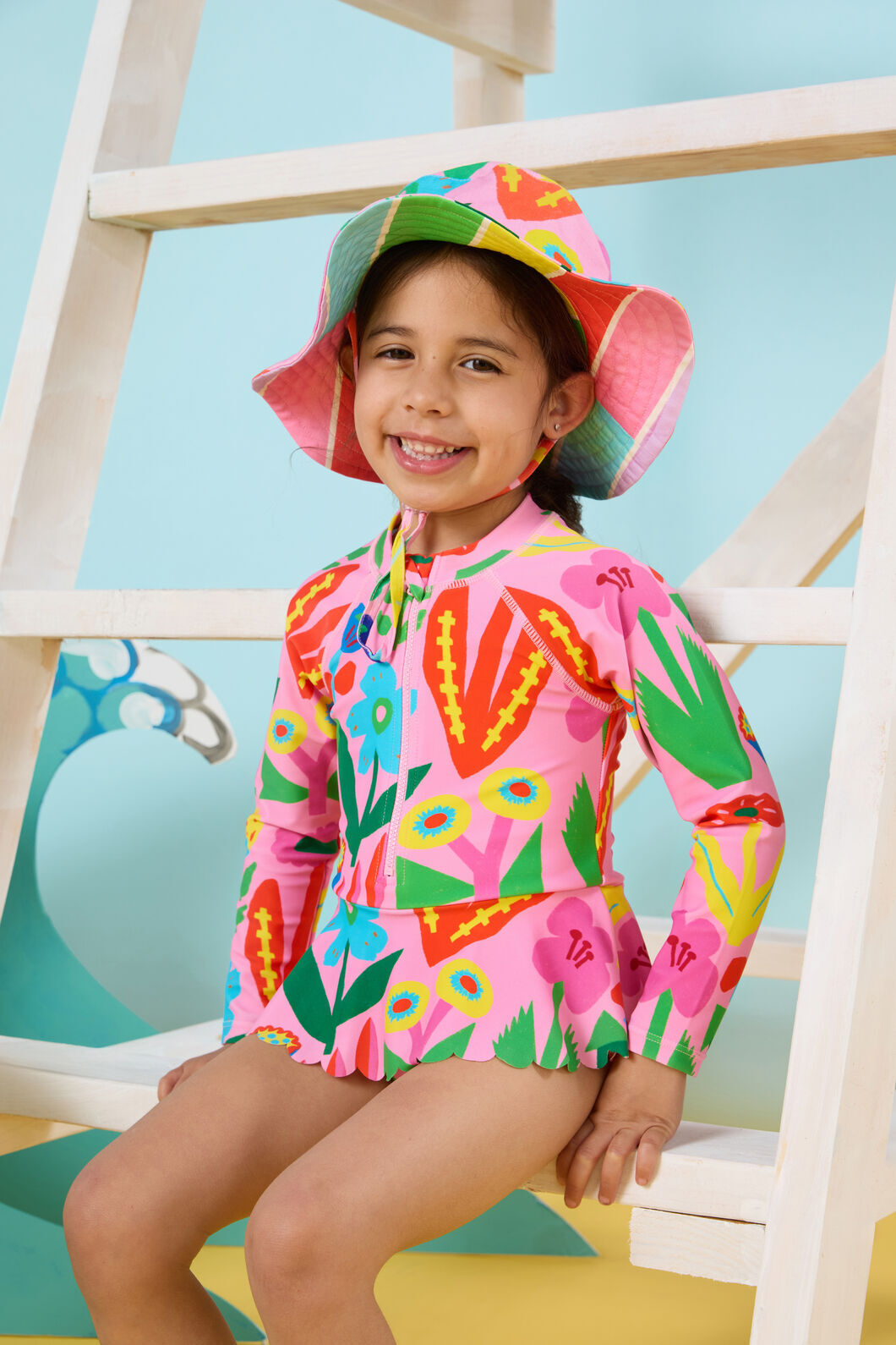 Gorman NZ - Bold Floral Kids Sun Hat - pink