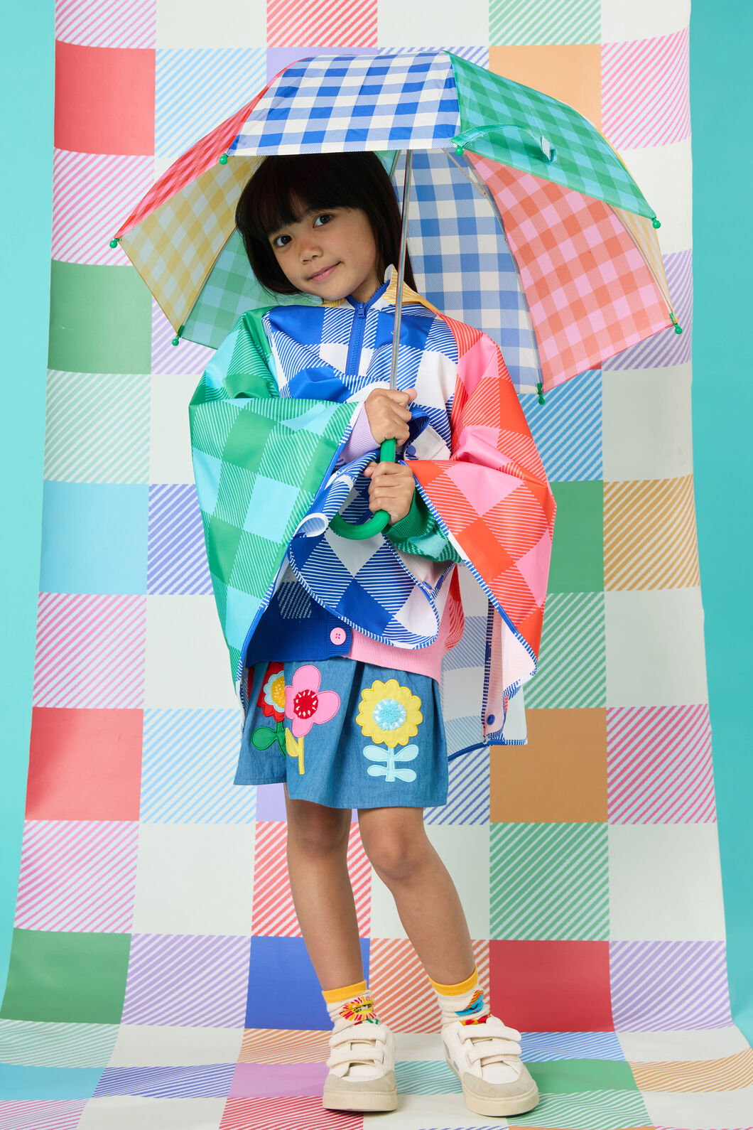 Gorman NZ - Gingham Splice Kids Umbrella - multi