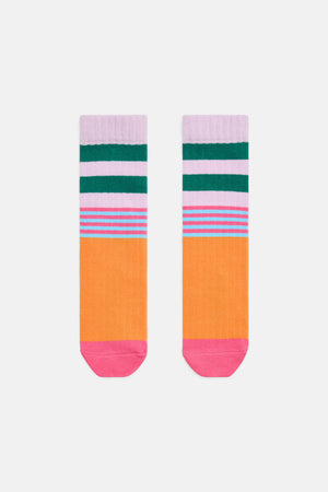 Gorman NZ - Pink Stripe Rib Kids Sock - multi