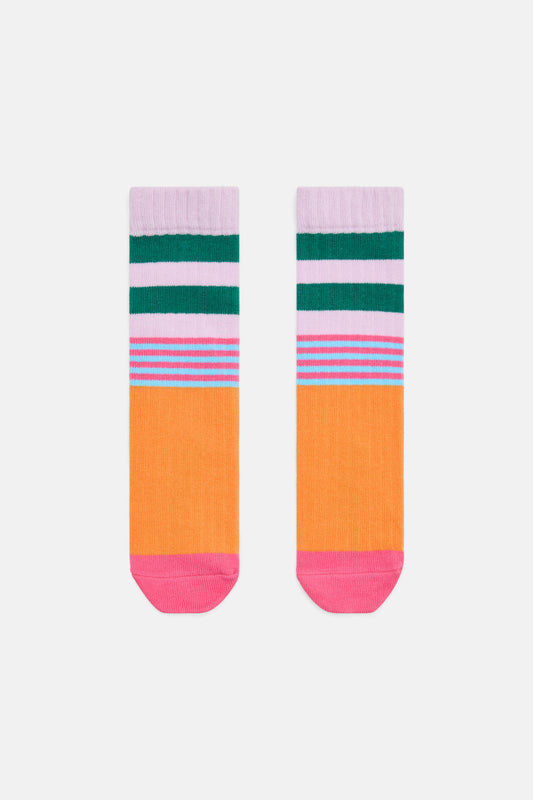 Gorman NZ - Pink Stripe Rib Kids Sock - multi