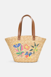 Gorman NZ - Stencil Garden Raffia Tote - multi