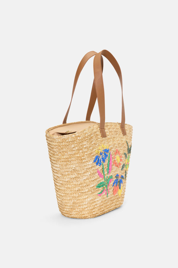 Gorman NZ - Stencil Garden Raffia Tote - multi