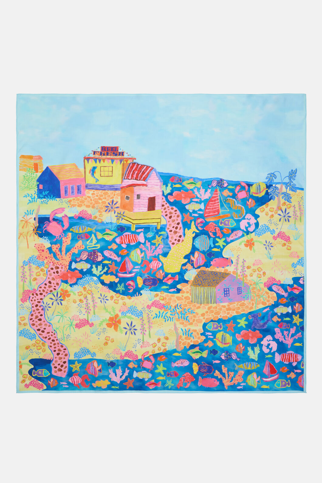 Gorman NZ - Fish Ahoy Square Scarf - print