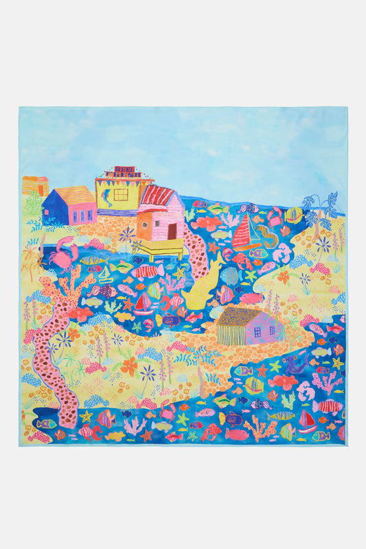 Gorman NZ - Fish Ahoy Square Scarf - print